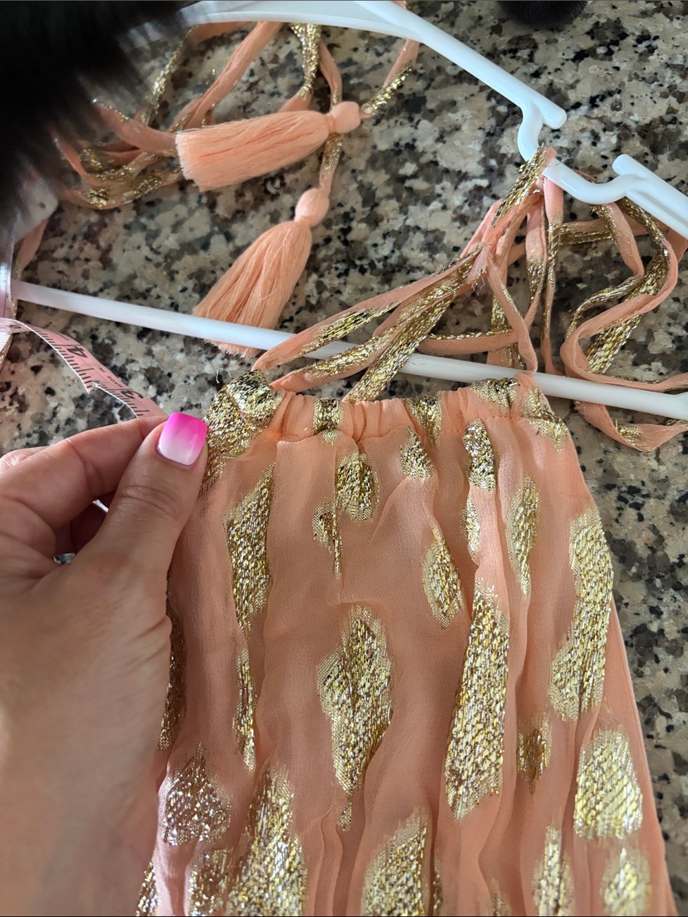 Altar'd State Coral Maxi Dress with Gold Accents - Picture 10 of 11